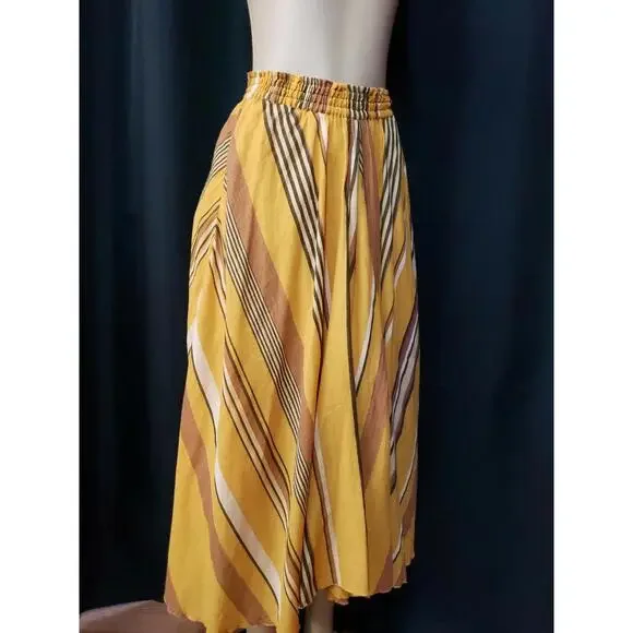 NE QUITTEZ PAS Striped Midi mustard Size S Womens midi Skirt #CB4 - Picture 4 of 12